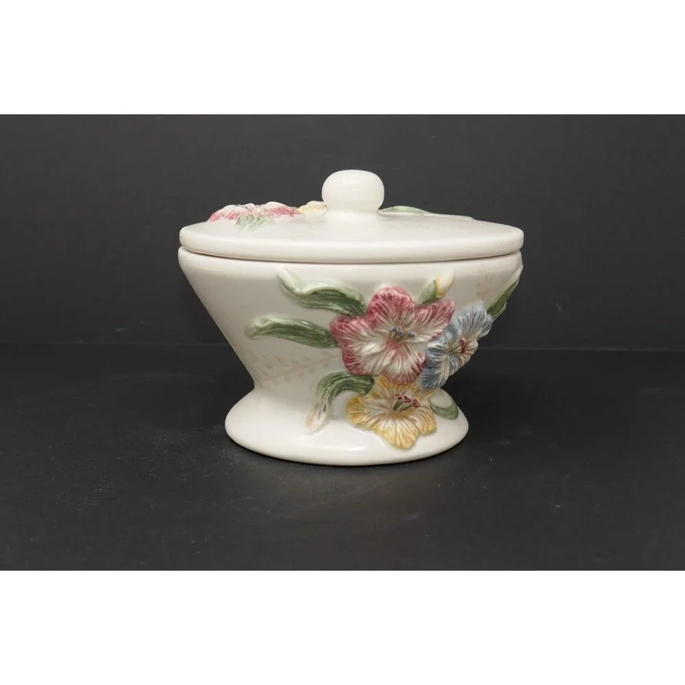 Bacova Chelsea Floral Ceramic Covered Trinket Bowl
